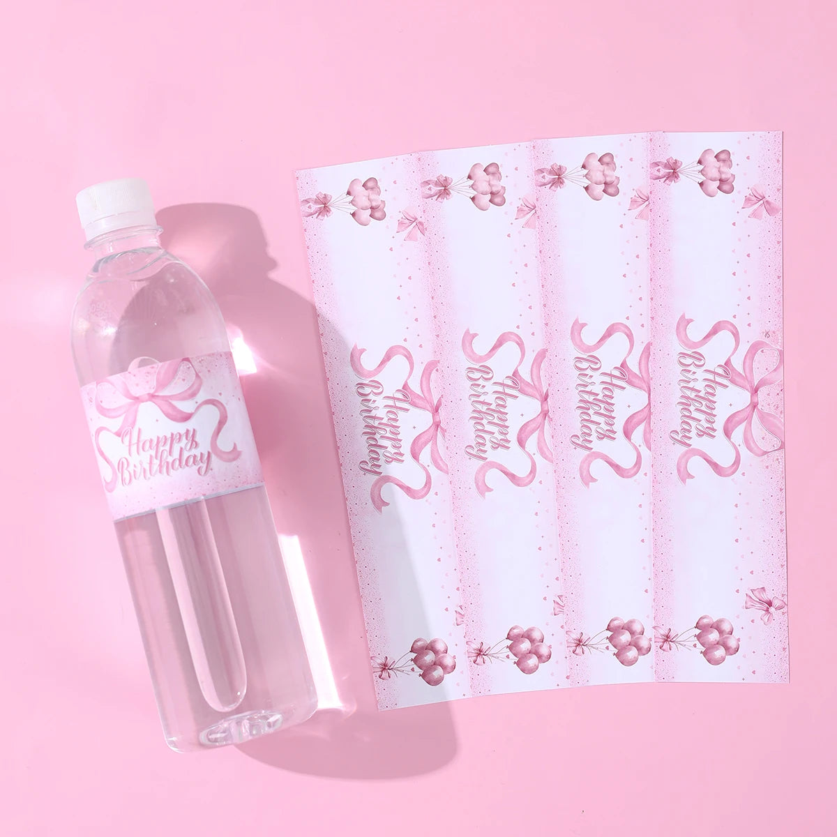Pegatinas de botellas con lazo rosa, decoración de fiesta de 1er cumpleaños, para niñas, bodas, fiestas de cumpleaños, suministros, recuerdos, decoración de baby shower