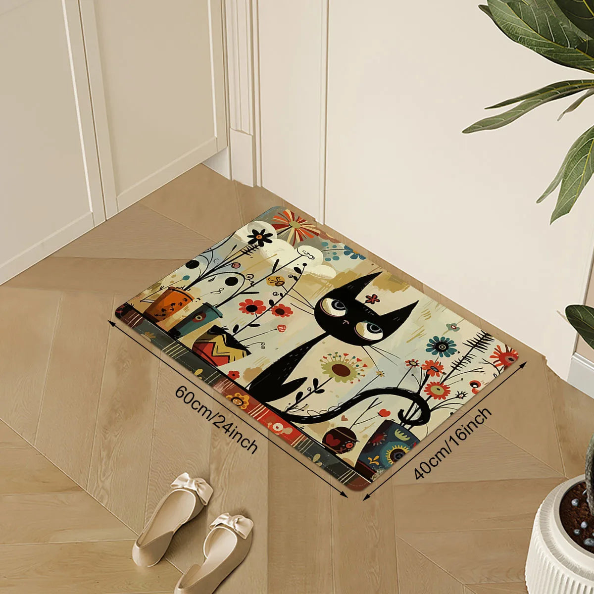 Alfombra Larga De Cocina Con Patrón De Gato Negro VIKAMA Alfombrilla Impermeable Para Baño Alfombra Para Dormitorio Alfombra Para Sala De Estar Decoración Del Hogar
