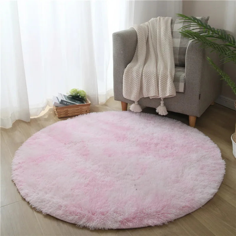 VIKAMA Alfombra redonda rosa Esponjosa Suave para Suelos Alfombra para Habitación de Niñas Castillo de Princesas Alfombra de Peluche para Sala de Estar Decoración del Hogar