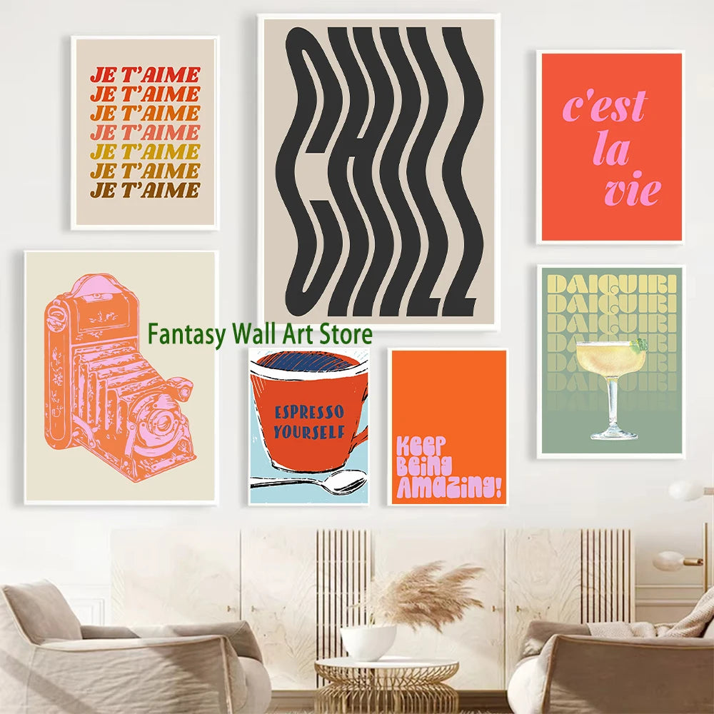 Chill Trendy Retro Poster Trendy Retro Quotes Wall Decor Canvas Painting Chill Girls Home Room Wall Art Picture Aesthetic Print