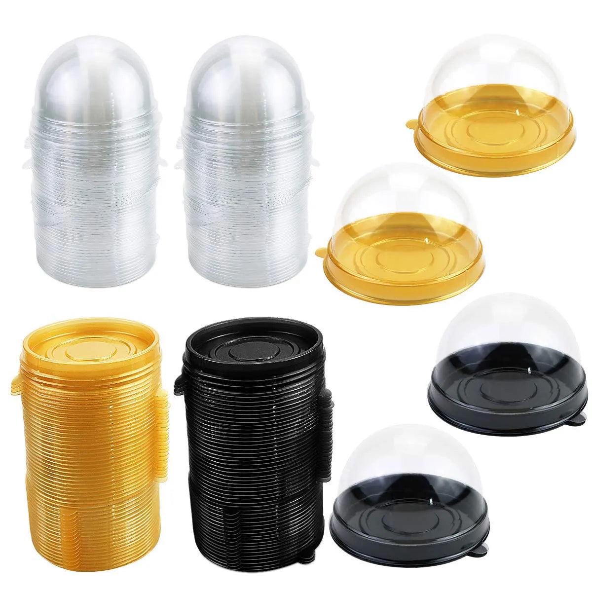 50 cajas transparentes para tartas, recipientes transparentes para magdalenas, cúpulas para repostería, cajas de embalaje, suministros para fiestas de boda, regalos, decoración