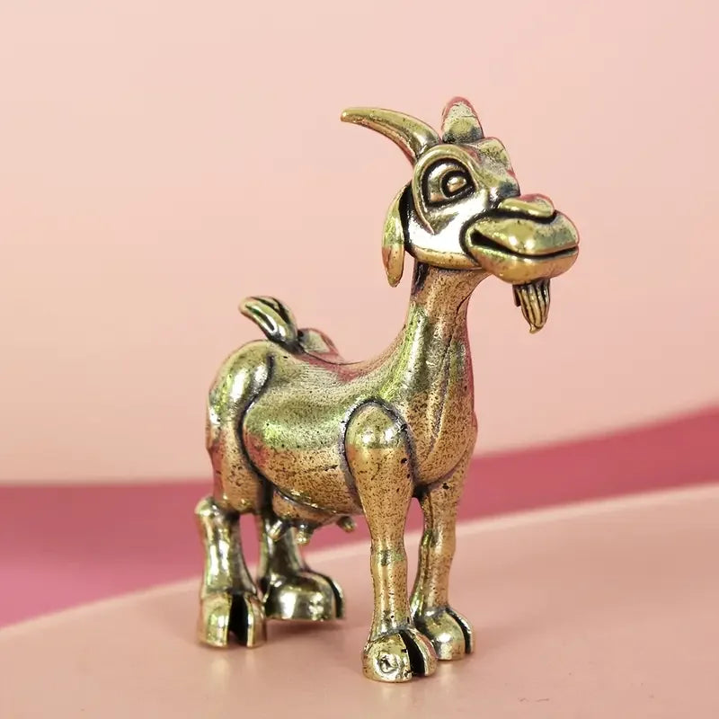 Estatua Vintage de Cabra de Bronce - Escultura Intrincada Retro de Animal para Decoración del Hogar y la Oficina, Ideal para Coleccionistas, Sala de Estar/Dormitorio