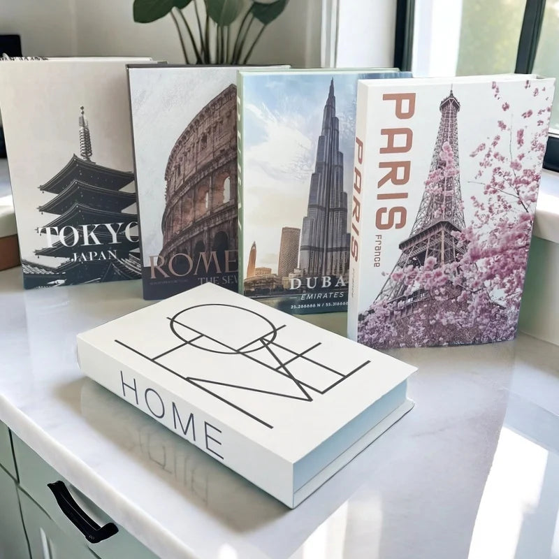 Paris Rome Dubai Luxury Decorative Books Interior Decoration Fake Book Storage Box Coffee Table Bedroom Ornaments Home Decor