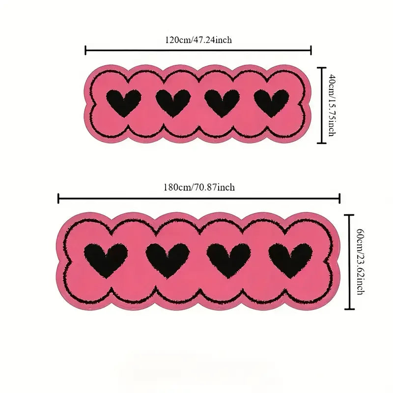Tapis de sol VIKAMA en forme de cœur rose, long et doux, antidérapant, pour chambre à coucher, chevet, tapis de chemin de porche pour la décoration de la maison