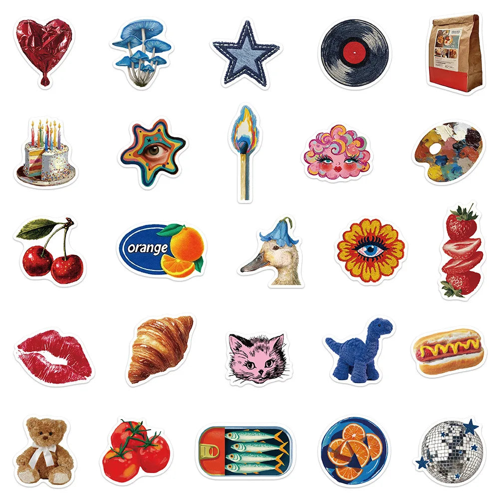 50/100PCS Vintage Y2K Graffiti Sticker Decorative Phone Refrigerator Water Water Bottles PVC Waterproof Sticker