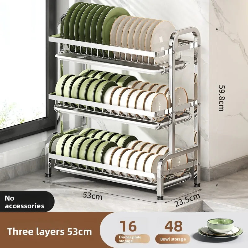 Rejilla de secado de platos de acero inoxidable, escurreplatos compacto de cocina, juego de escurridores, escurridor grande a prueba de óxido con soporte para utensilios