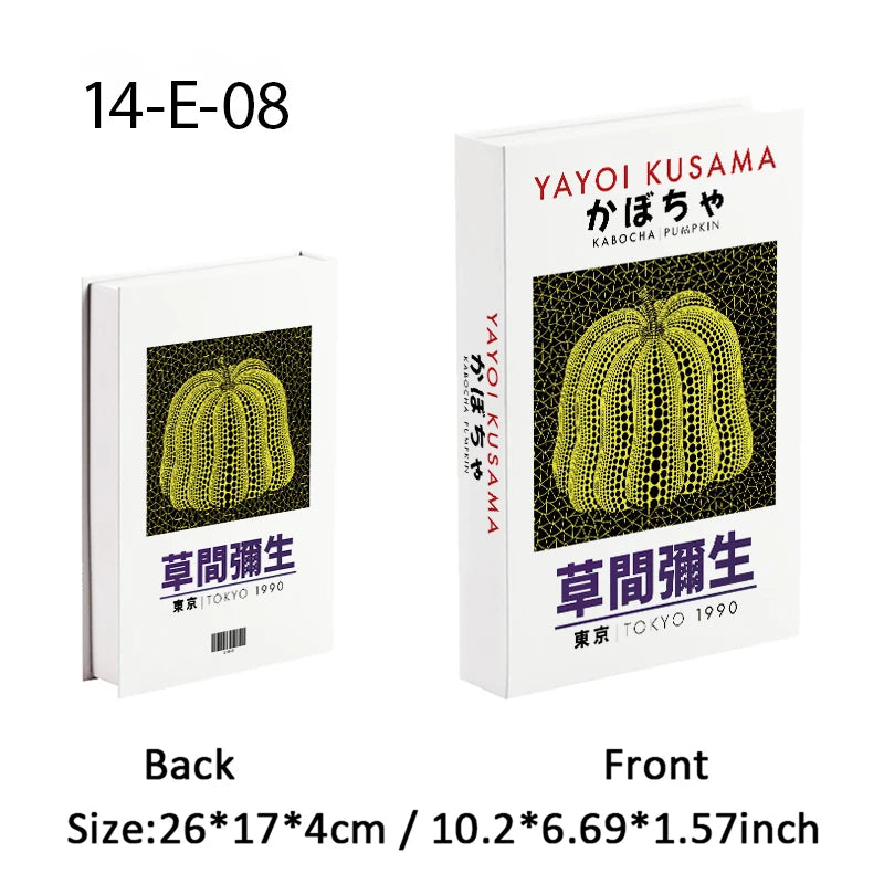 Yayoi Kusama Libros Decorativos de Lujo Abríbles Caja de Almacenamiento de Libros Falsos Adornos de Decoración para el Hogar Decoración de Mesa de Escritorio para Habitación Japonesa