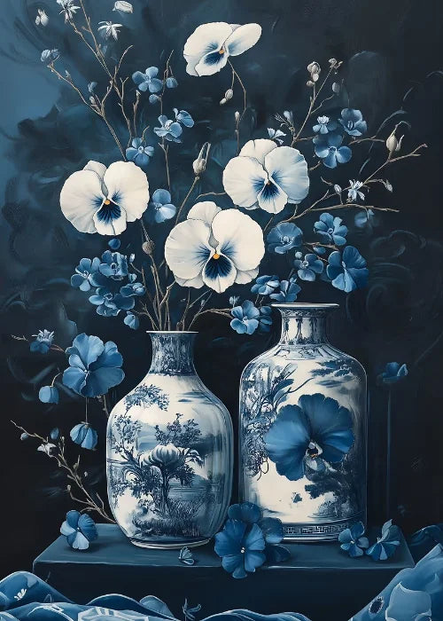 Jarrón de flores de naturaleza muerta, decoración de pared de pintura botánica vintage, jarrones antiguos vintage, impresiones estéticas, pintura de lienzo de olivo