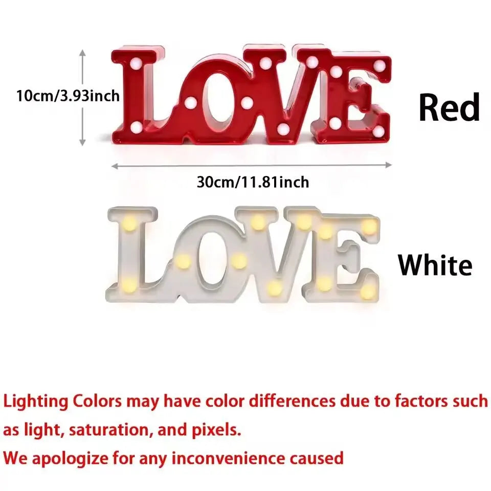 1 Luz de noche LED en forma de corazón "Love" blanca cálida, luz decorativa a pilas para boda, propuesta, cumpleaños, fiesta, accesorio fotográfico