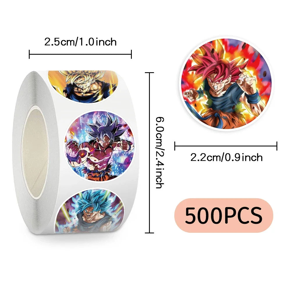 500 autocollants Anime Dragon Ball pour sceller, autocollants Guko mignons de dessin animé, ronds, pour décorer albums, agendas, étiquettes, graffitis