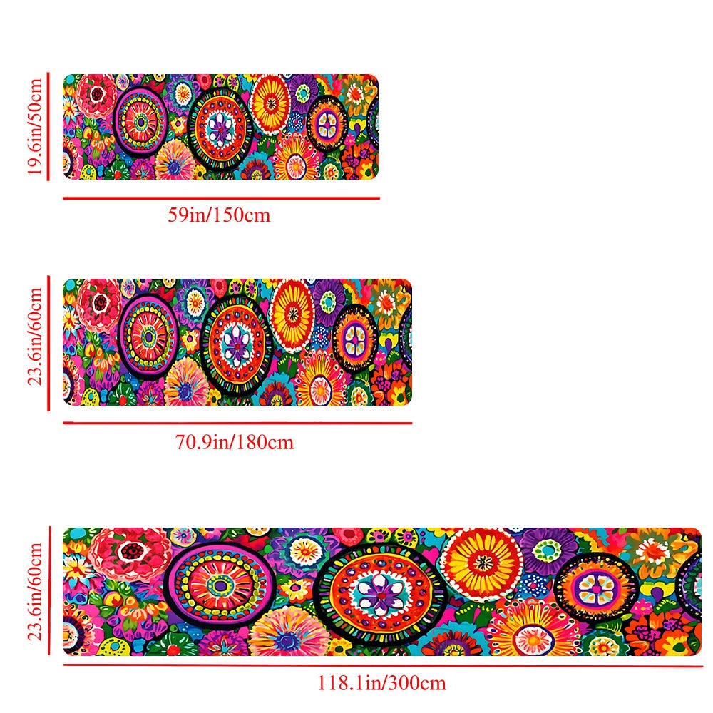 Alfombra de Flores Vintage VIKAMA Colores Brillantes Alfombra de Cocina Felpudo Alfombra de Bienvenida Alfombra Larga Alfombra de Invierno para Dormitorio Alfombra para Sala de Estar