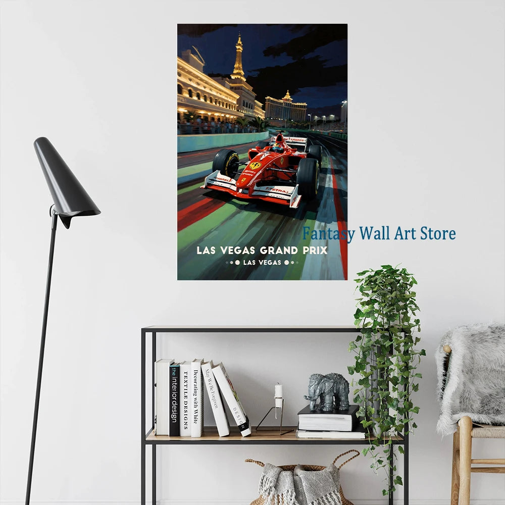 Póster icónico de Fórmula 1 Racing Grand Prix, coches F1, decoración estética de pared, aficionados a los coches de carreras, lienzo para pared de casa o habitación