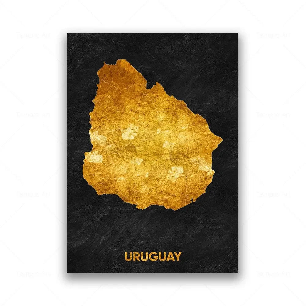 Classic Abstract Wall Art Black Gold Lebanon Country Map HD Canvas Print Poster Home Living Room Bedroom Decoration
