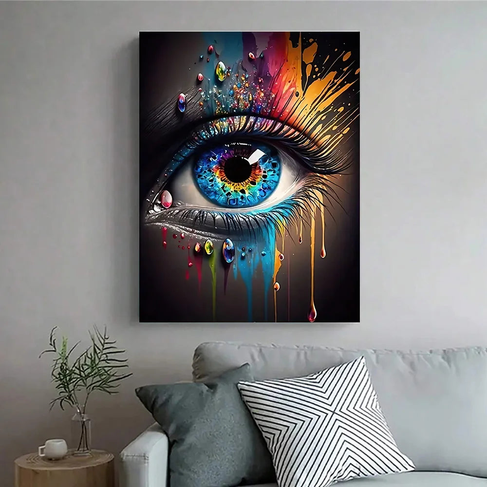 Arte Clásico Abstracto de Pared, Mural con Rasgos Oculares, Póster en Lienzo HD para la Decoración del Hogar, Sala de Estar, Dormitorio y Oficina