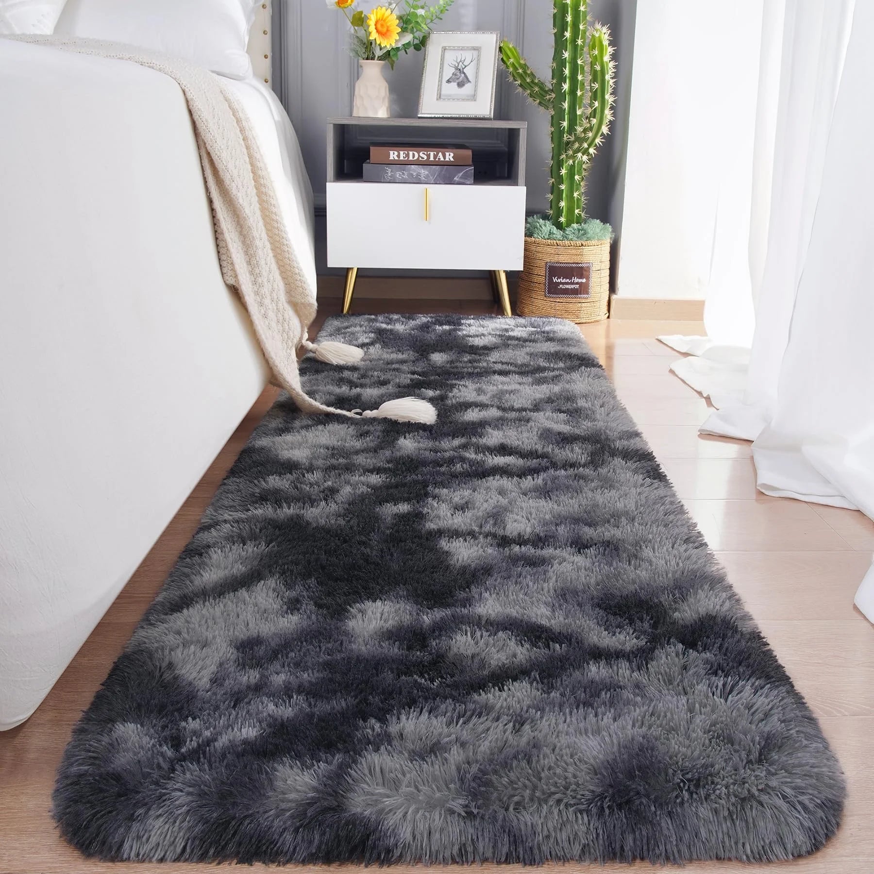 Alfombra suave VIKAMA, alfombra de dormitorio y sala de estar de felpa y mullida, alfombra de piso para guardería y habitación infantil para decoración del hogar