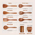 9 ustensiles de cuisine en bois, ensemble d'ustensiles de cuisine en teck avec support, cuillères en bois pour la cuisine