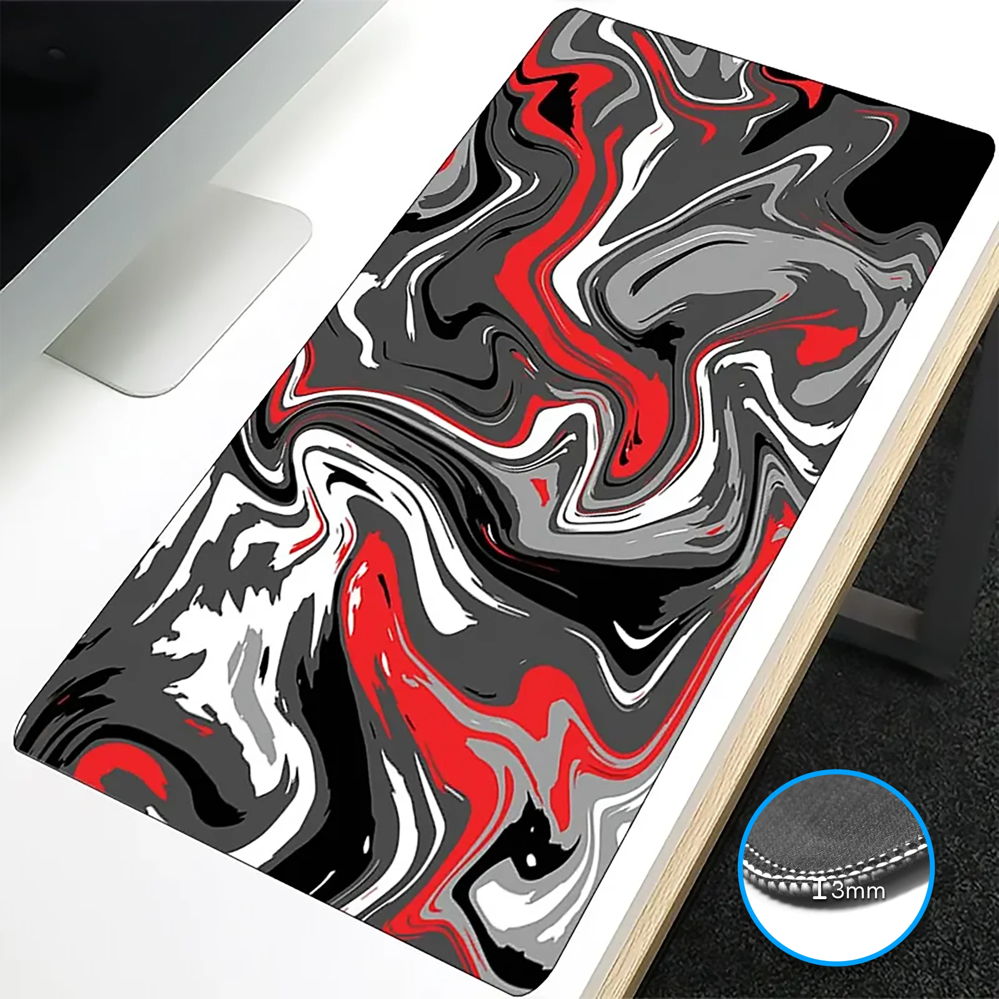VIKAMA Alfombrilla de mesa Black Wave Alfombrilla de ratón de juego negra Alfombrilla antideslizante Alfombra de escritorio Agarre de juego Gadget de escritorio Alfombrilla de ratón