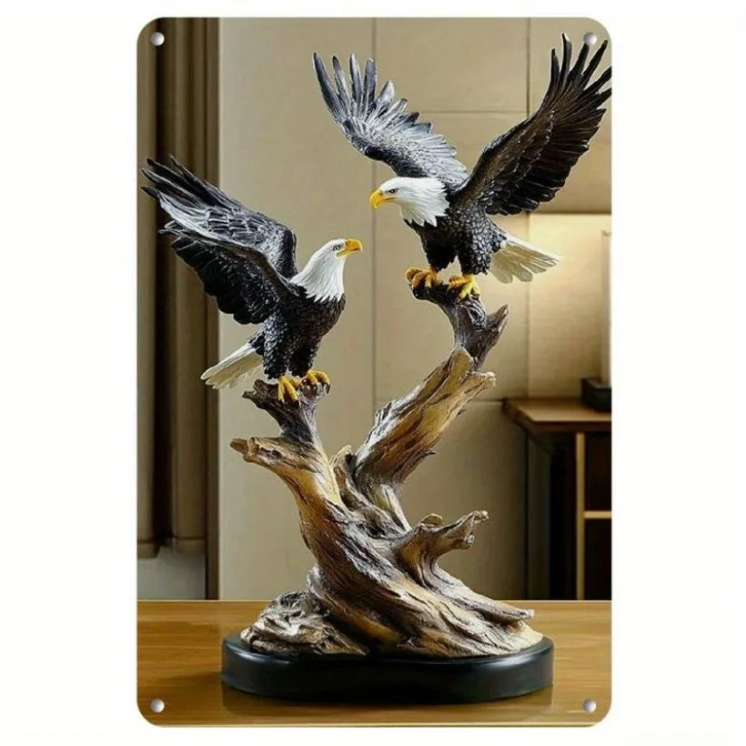 Escultura de pared Águila Vintage 8x12 Pulgadas Aluminio Decoración para el hogar Regalo rústico