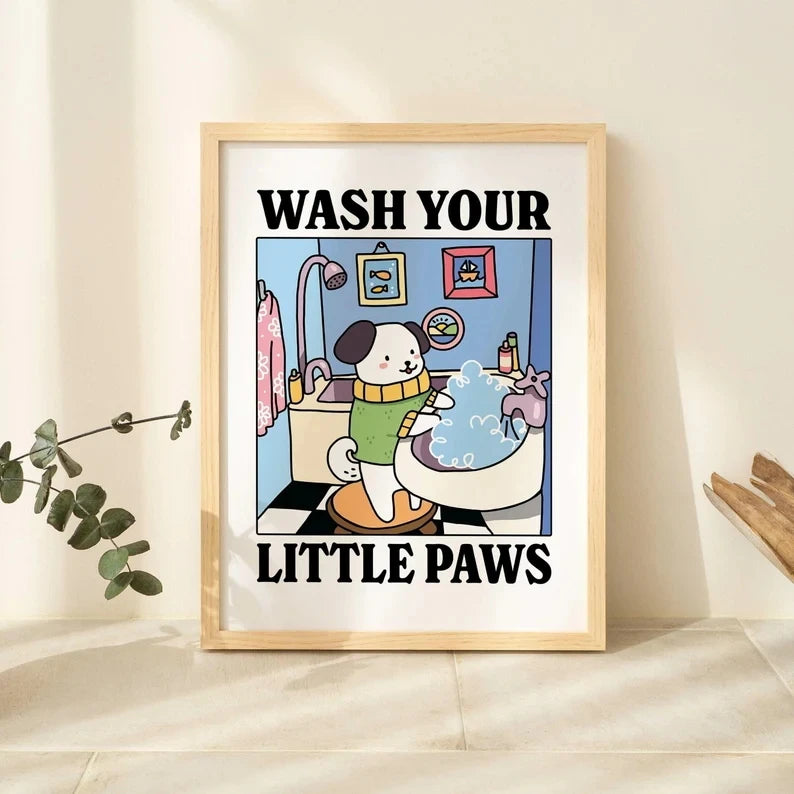Lava Tus Patitas Baño Gato Negro Arte De Pared Lienzos Impresos Cuadros Pintura Póster Para Sala De Estar Dormitorio Decoración Del Hogar