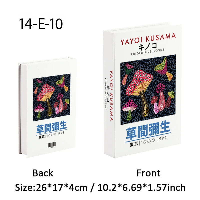 Yayoi Kusama Libros Decorativos de Lujo Abríbles Caja de Almacenamiento de Libros Falsos Adornos de Decoración para el Hogar Decoración de Mesa de Escritorio para Habitación Japonesa