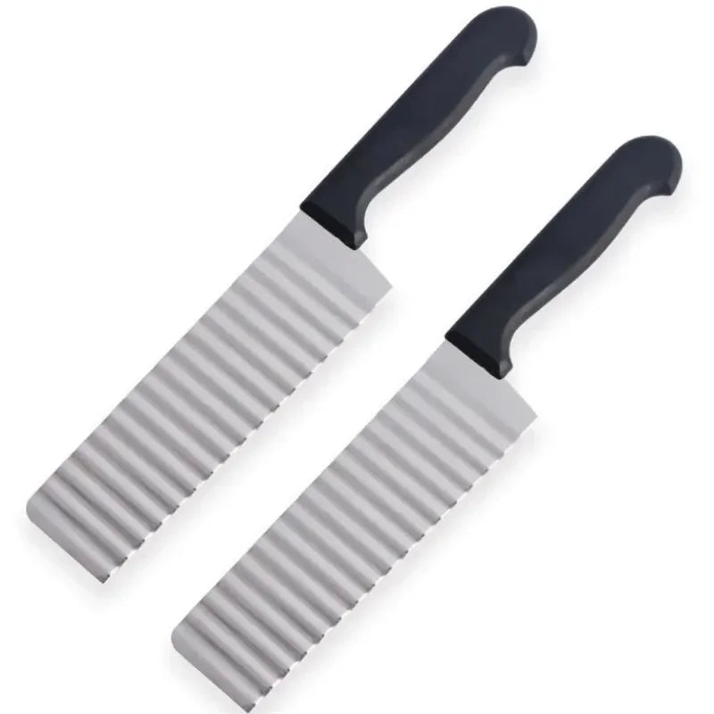Cuchillo Ondulado de Acero Inoxidable para Patatas Fritas, Masa, Verduras, Frutas, Cortador de Patatas, Picador, Máquina para Patatas Fritas