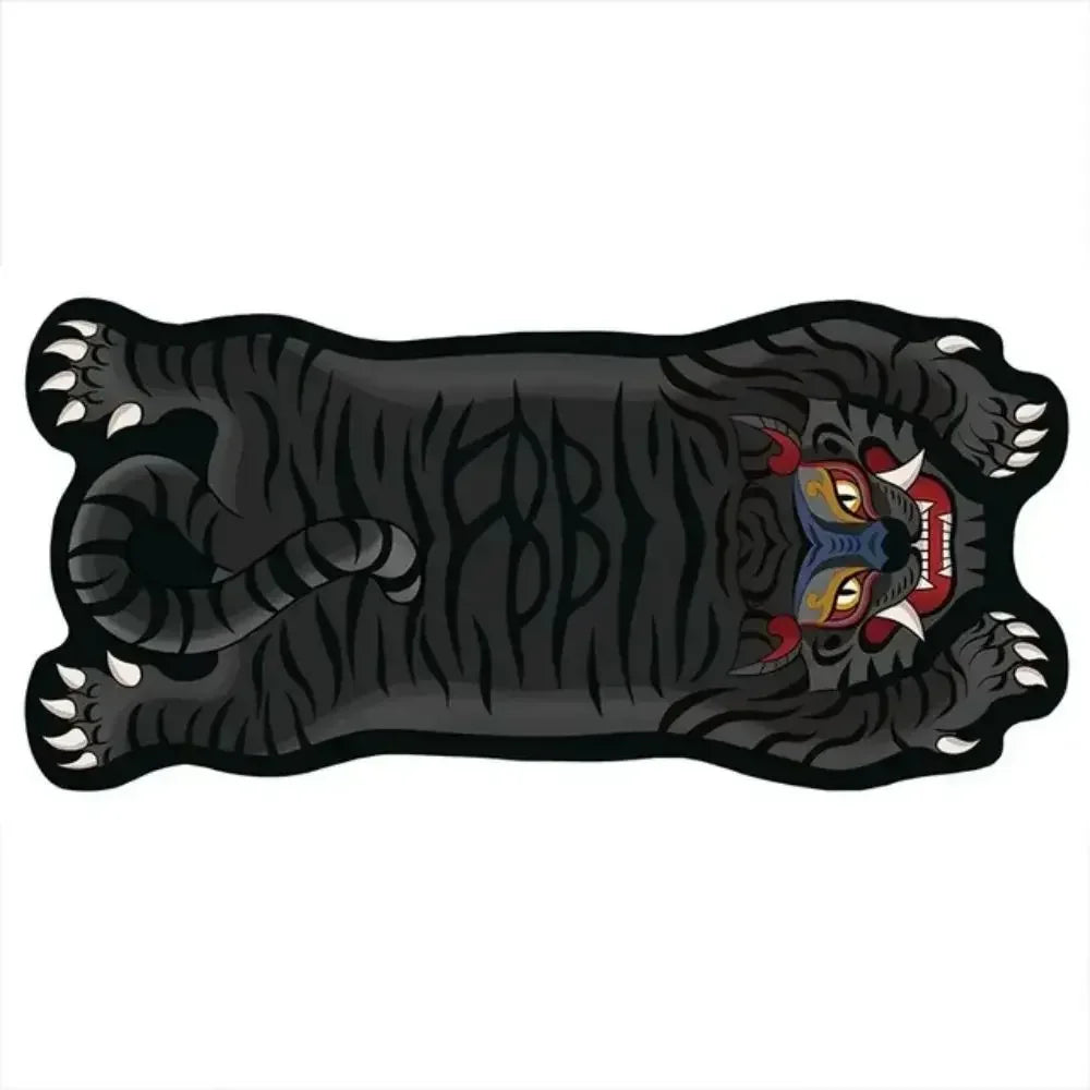 Alfombra con forma de tigre VIKAMA - Antideslizante, fácil de limpiar, decoración del hogar, felpudo de cocina y baño, felpudo de entrada