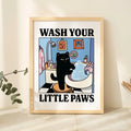 Lavez Vos Petites Pattes Salle De Bain Chat Noir Mur Art Imprime Toile Peinture Affiche Image Pour Salon Chambre Décoration Maison