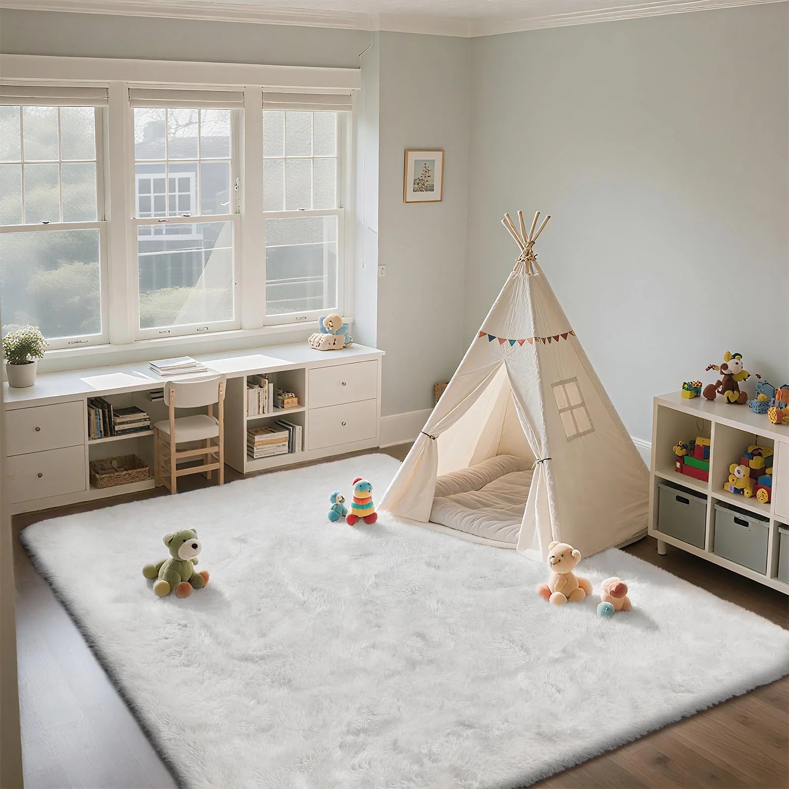 Alfombra hinchada ultrasuave VIKAMA, felpudo de interior para dormitorio y sala de estar, alfombra de guardería, decoración para el hogar de niñas y niños
