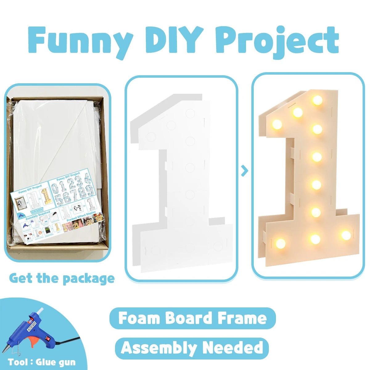 Cadre lumineux LED géant de 91,5 cm, chiffre pour décoration de fête 1er anniversaire, mariage enfants, 30e, 50e, 60e anniversaire, fournitures de fête prénatale