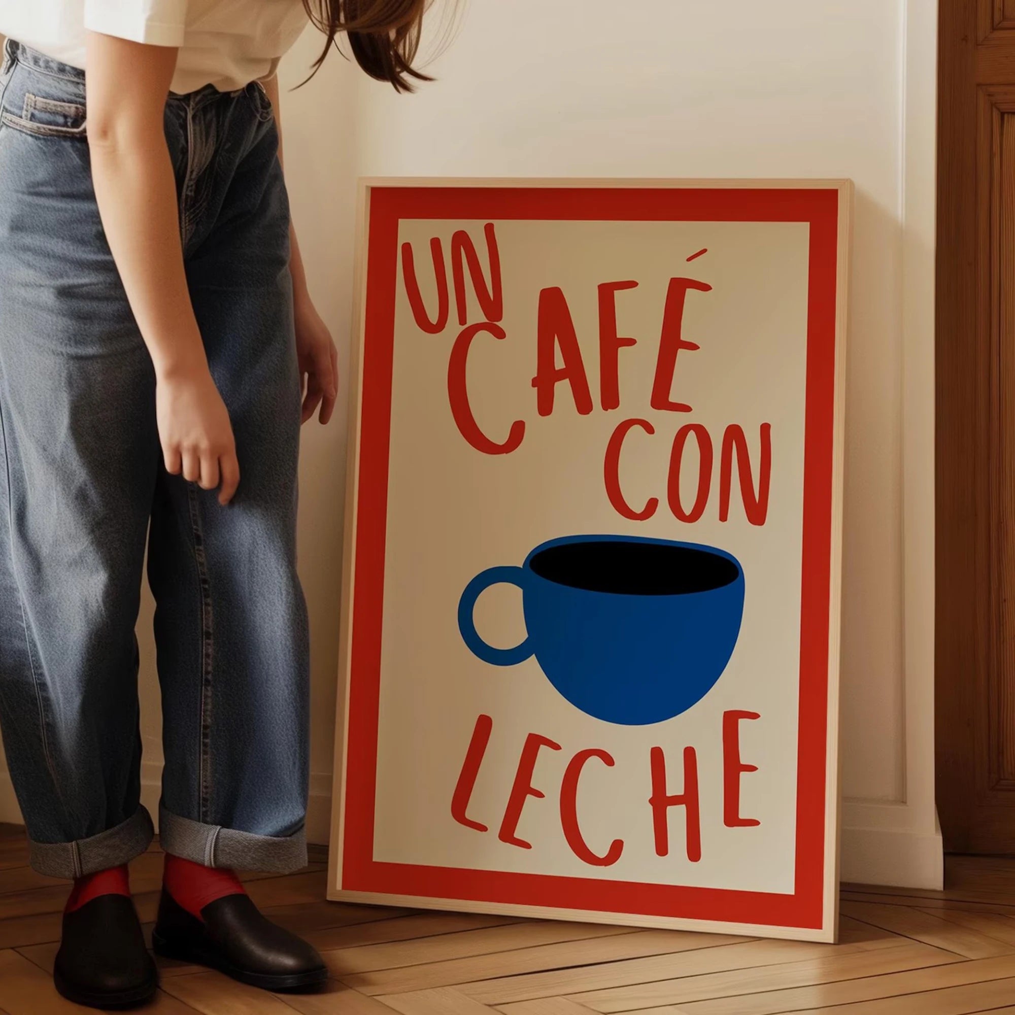 Cafe Con Leche Cuisine Espagnole Amateurs de Café Décoration Murale Toile Peinture Affiche Photo Pour Salon, Chambre Décoration Maison