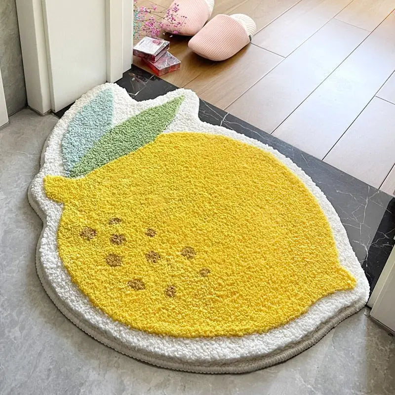 Alfombra de Imitación de Cachemira con Diseño de Frutas Frescas VIKAMA, Cálida, Lavable a Máquina, para Baño, Puerta, Porche, Decoración del Hogar