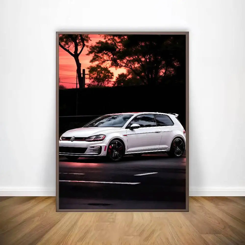 Póster V-VW G-GolfS G-GTI Superdeportivo Adhesivo para Pared, Impresión Impermeable para el Hogar, Salón, Dormitorio, Bar, Decoración Estética