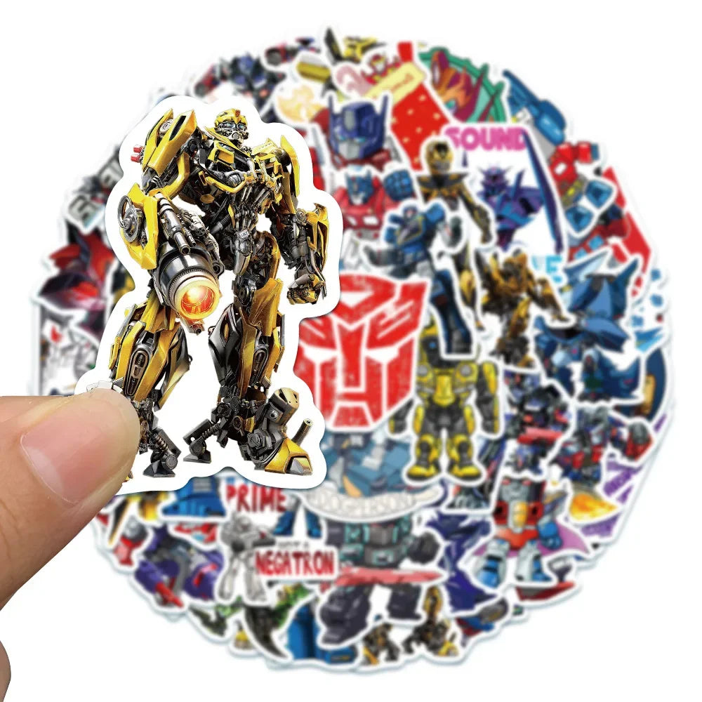 50 pegatinas de Autobot Transformers para laptop, motocicleta, automóvil, patineta, equipaje, bicicleta, calcomanías impermeables, juguetes para niños