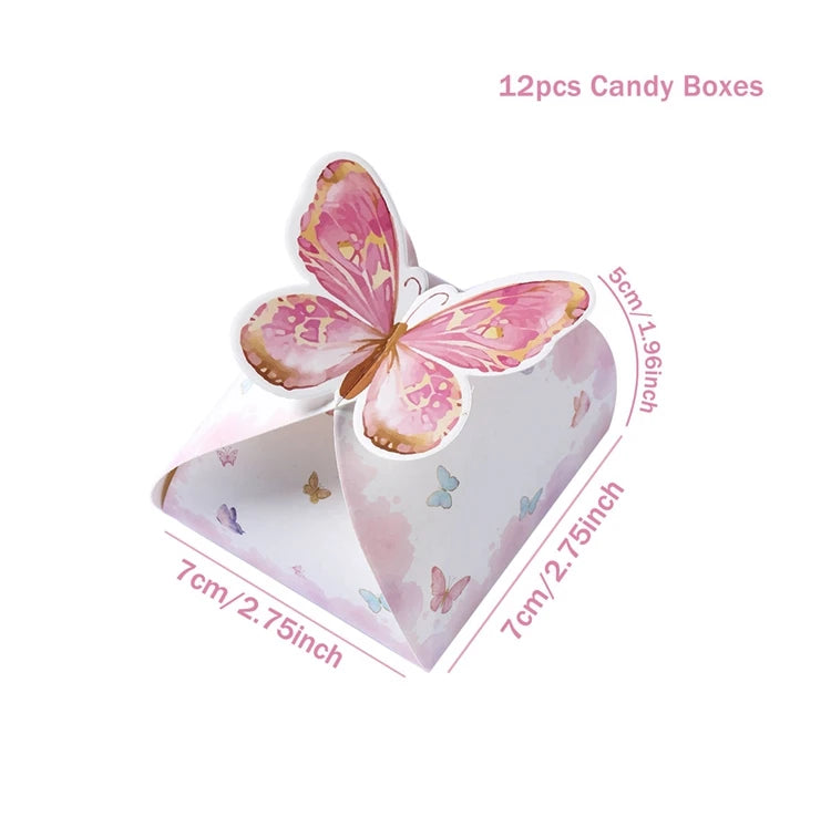 12pcs Butterfly Candy Boxes Gifts Packing Paper Boxes Birthday Party Decorations Girls Wedding Baby Shower Favors For Guest