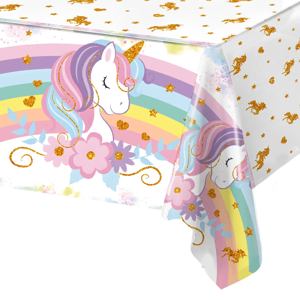 Mantel de PE Unicornio Arcoíris Decoraciones de Fiesta de Cumpleaños Temática Unicornio Feliz Regalos para Niños Cubierta de Mesa Suministros para Baby Shower de Niñas