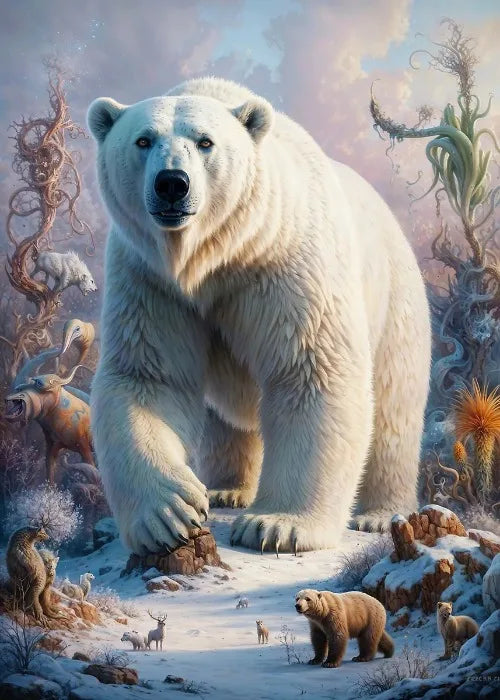 Affiches Animaux Sauvages Safari Surréaliste Décor Mural Esthétique Animal Totem Monde Surréaliste Lion Éléphant Tigre Lapin Renard Impressions sur Toile