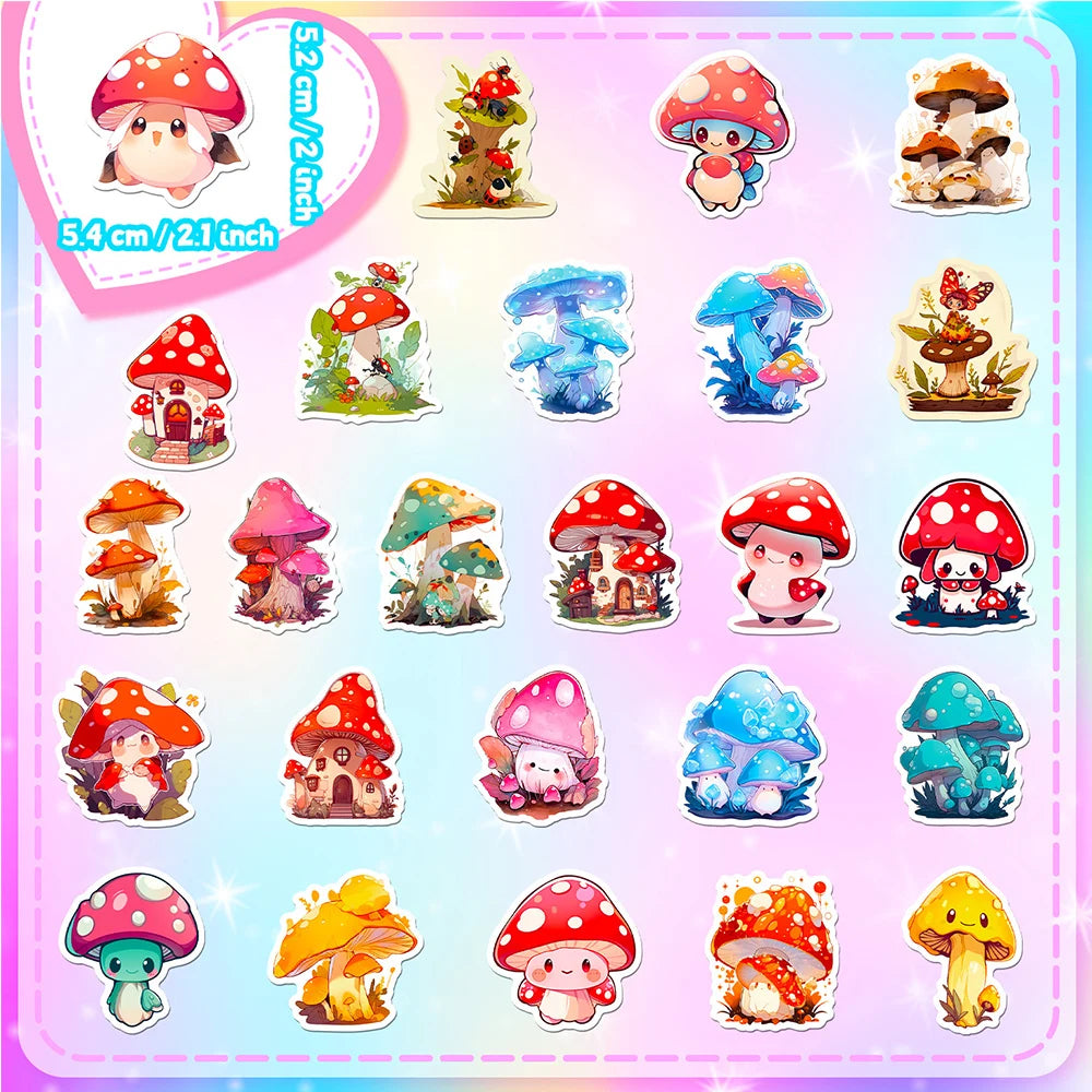 10/30/50/100pcs Autocollants Kawaii Champignon Esthétique Graffiti Décalcomanies Ordinateur Portable Scrapbook Téléphone Valise Décoration Autocollant Jouet pour Enfants