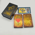 El nuevo juego de mesa de tarot New Knight Laser Gold Foil: estampado en caliente de lujo, cartas de adivinación de PVC impermeables y resistentes al desgaste.