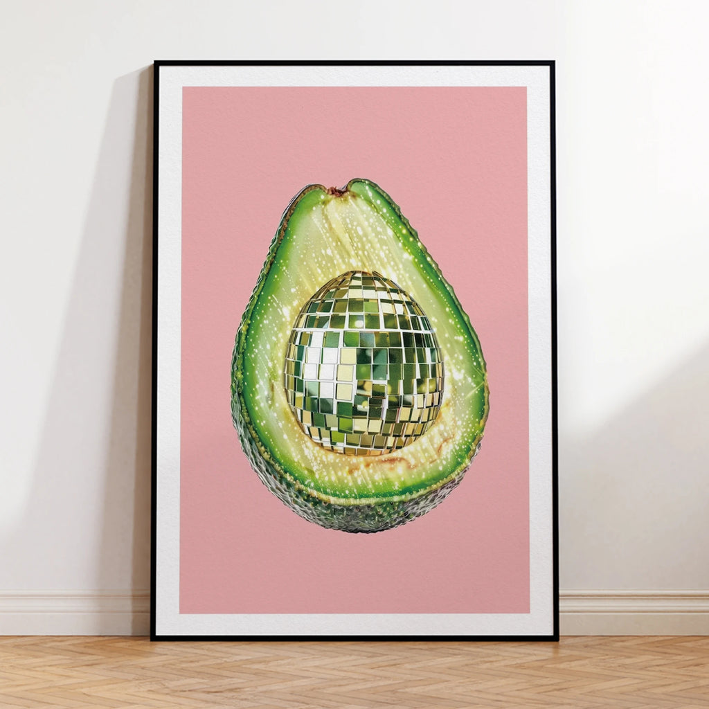 Láminas de arte de pared de aguacate con bola de discoteca, pintura en lienzo, póster, imagen para sala de estar, dormitorio de niños, decoración del hogar