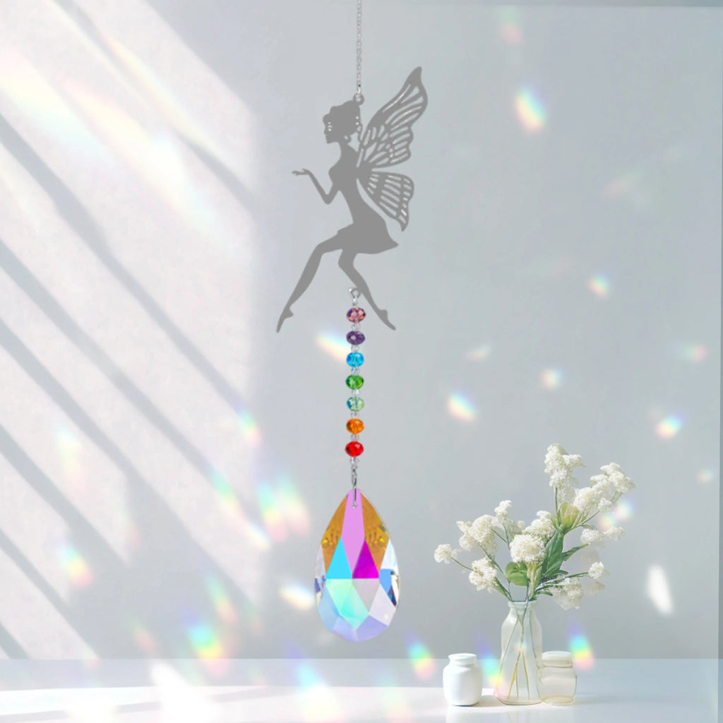 Atrapasoles de metal con forma de mariposa, colgante de bola de cristal, prisma, bricolaje, decoración colgante para ventana, decoración de jardín, atrapasoles