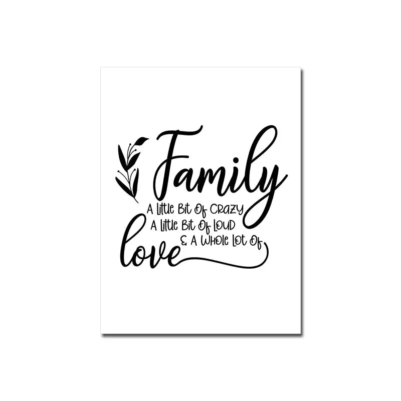 Happy Family Quote Wall Art Black White Poster Love Heart Print Nordic Canvas Painting Minimalist Picture Living Bedroom Decor