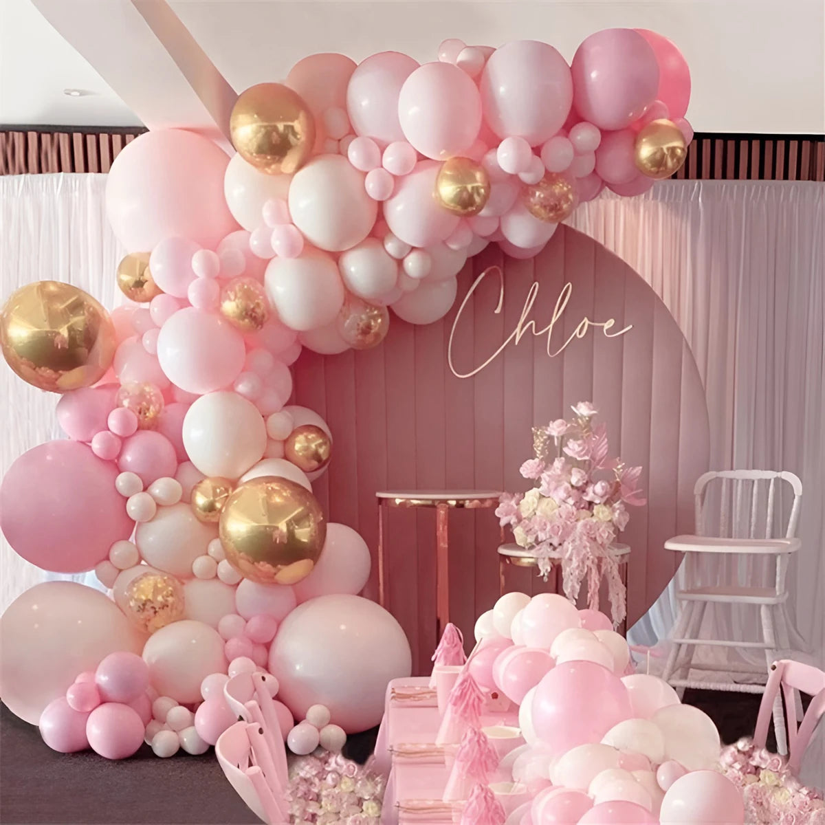 Kit de arco de guirnalda de globos de oro rosa tierno, decoración de fiesta de boda, cumpleaños, para adultos, niños, baby shower, suministros de boda con globos