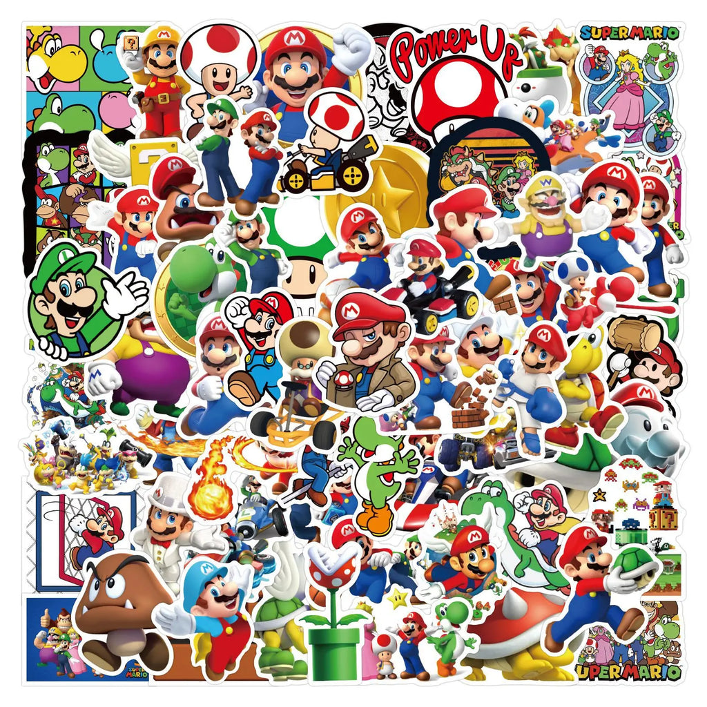 100/200/300 autocollants de jeu de dessin animé Super Mario pour ordinateur portable, carnet, skateboard, réfrigérateur, téléphone, autocollant étanche, jouets pour enfants