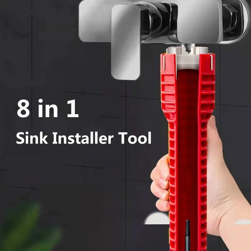 (8 en 1) Installateur de robinets et d'éviers, outil de plomberie multifonction pour toilettes/éviers/salles de bain/cuisines, etc.
