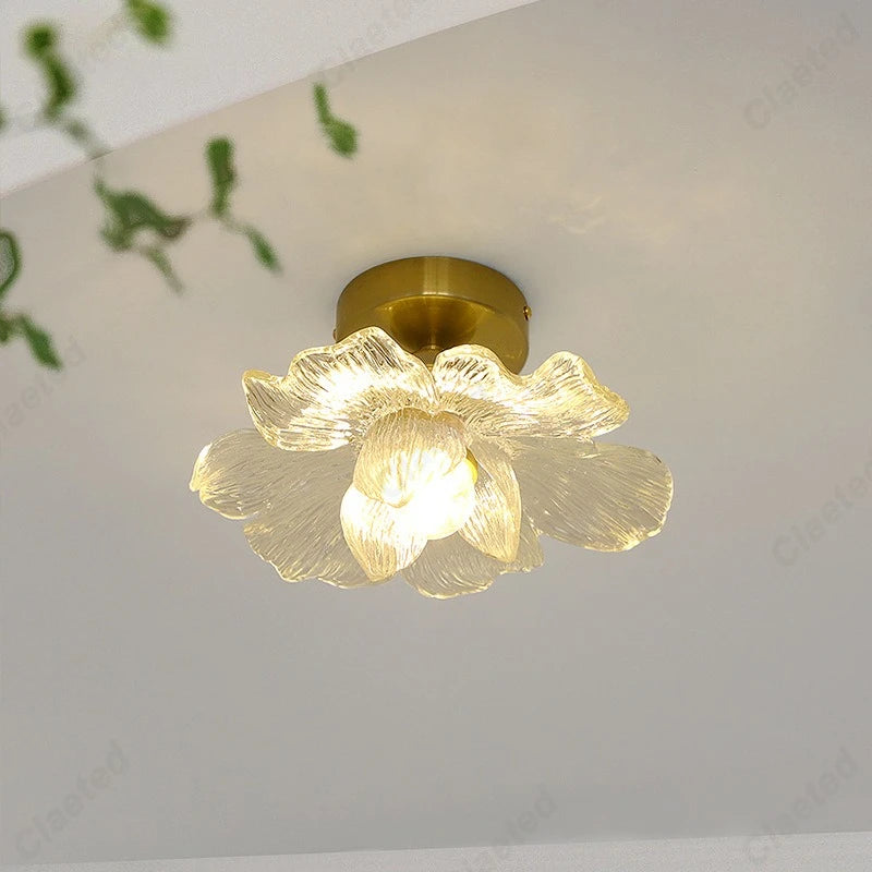 Lámpara de techo LED moderna minimalista con pétalos de flores para sala de estar, pasillo, balcón, iluminación decorativa E27