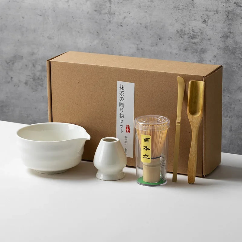 4/5/6 Pièces Ensemble Matcha Fouet en Bambou Cuillère à Thé Bol en Céramique Ensembles de Thé Traditionnels Outils de Fabrication de Thé à Domicile Accessoires Cadeaux d'Anniversaire