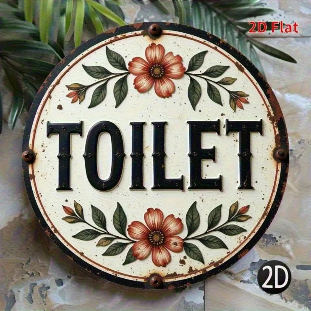 Letrero de inodoro vintage, decoración de baño retro imitación madera, humor, fácil instalación en el hogar