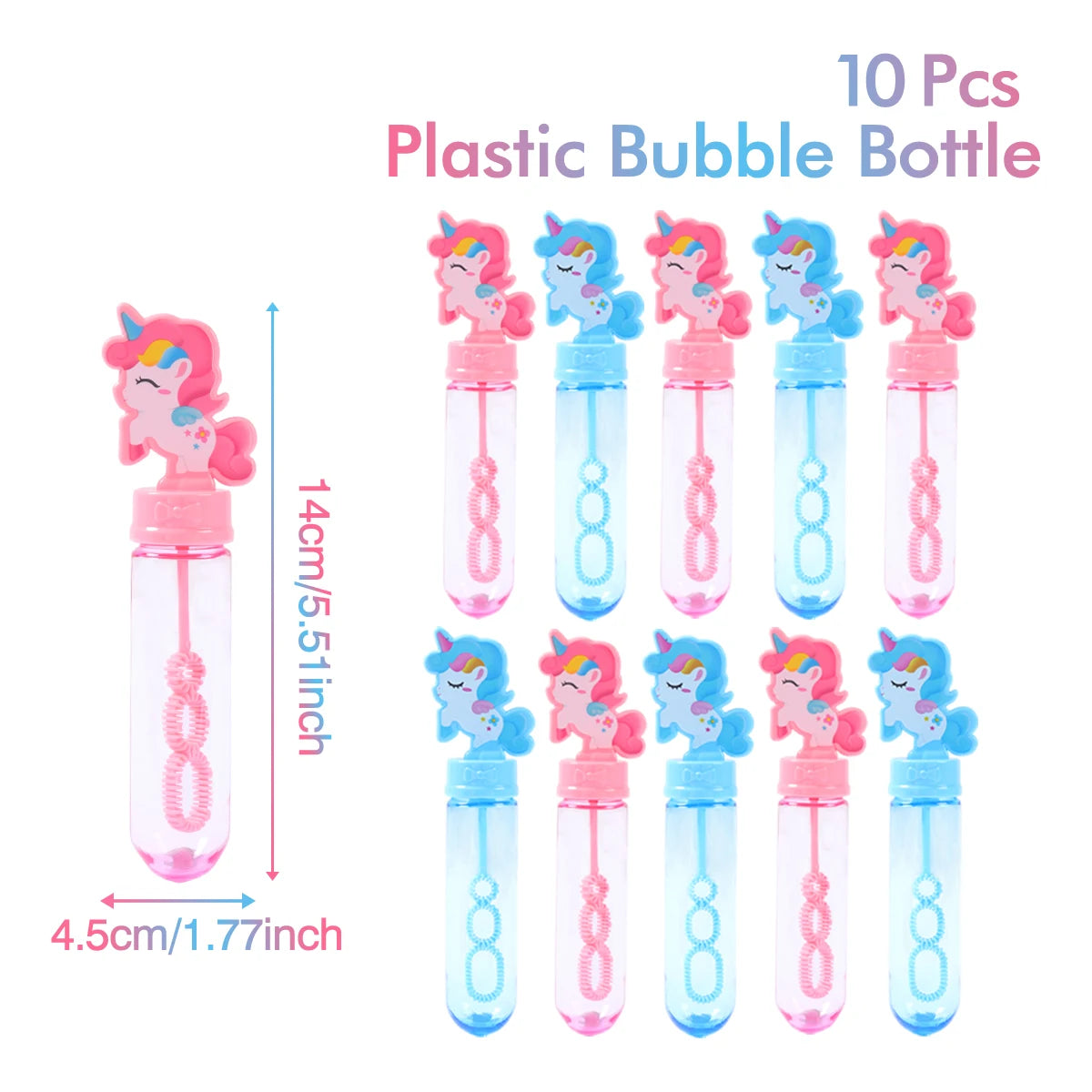 Botella de jabón de burbujas de unicornio azul y rosa, decoración de fiesta de cumpleaños de unicornio, juguetes de recuerdo para niños, regalos para invitados, baby shower