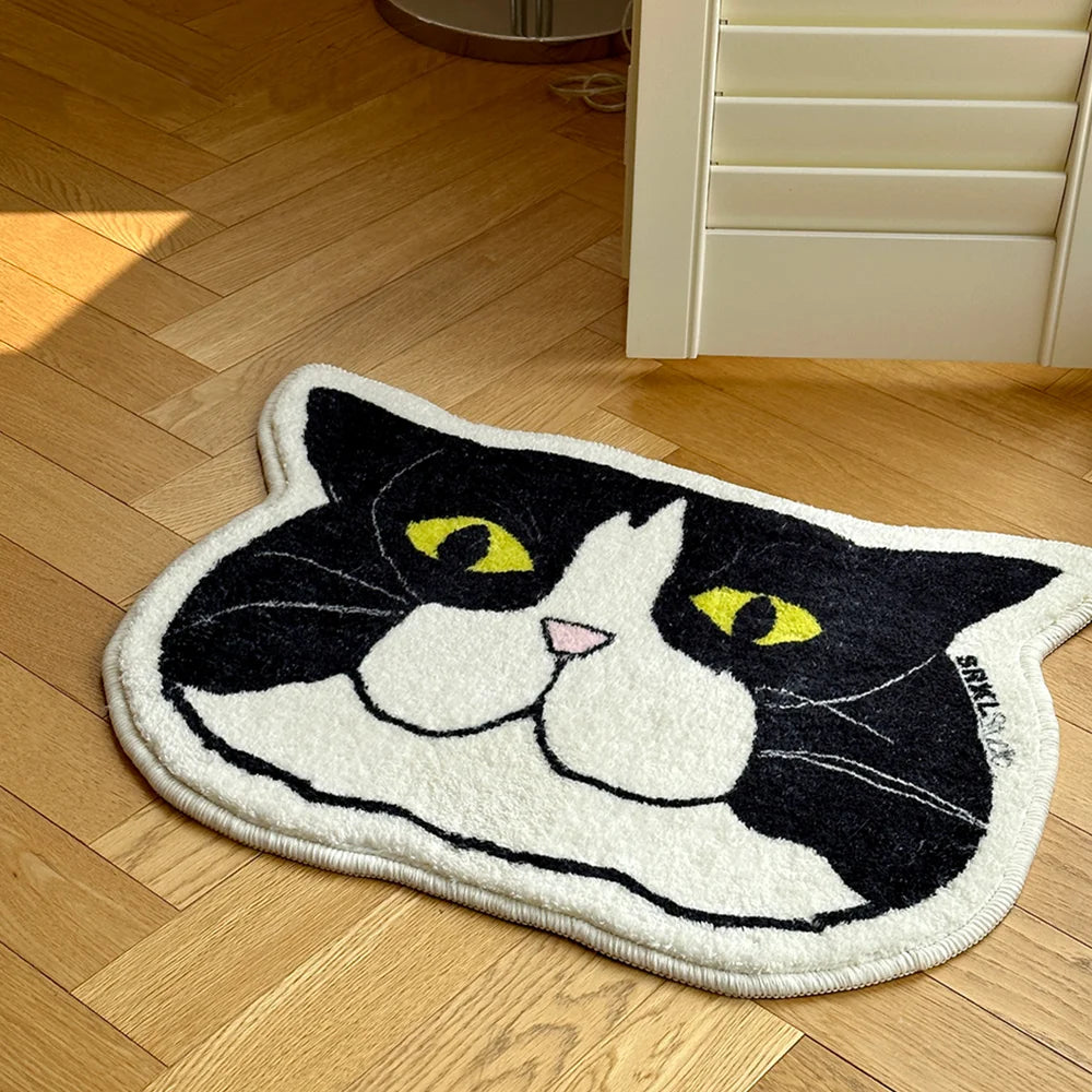 Tapis à poils courts pour animaux de compagnie mignons VIKAMA, lavable en machine, pour chambre d'enfant, aire de jeux, tapis rampant pour bébé, style INS, motif chat, décoration d'intérieur