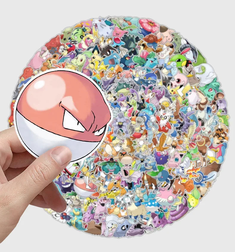 200PCS/Set Pegatinas Kawaii de Pikachu Pokémon para Laptop, Teléfono, Maleta, Skateboard, Guitarra, Pegatinas de Dibujos Animados Lindos, Juguetes de Regalo para Niños